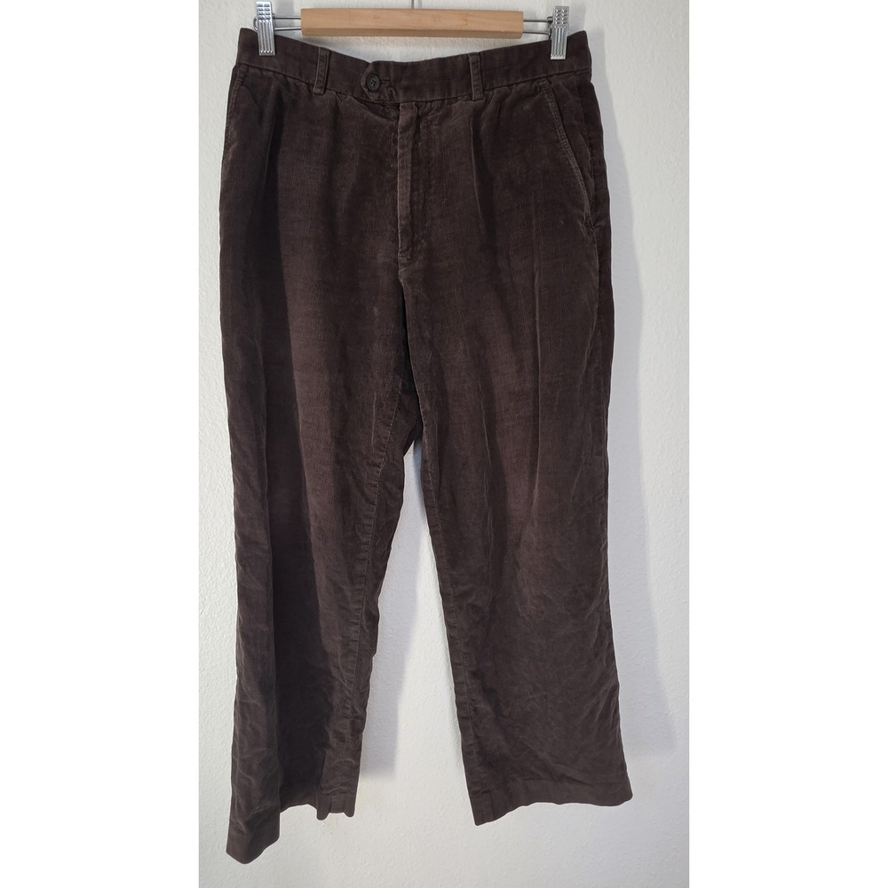 Claiborne Pants Men 31/30 Brown Courduroy Cotton Chino Trousers Slacks VTG
